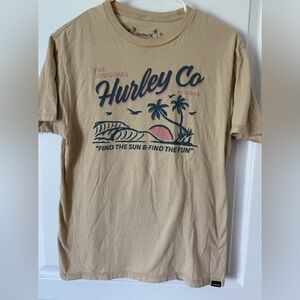 Hurley Tan Short Sleeve Tee with Surf Graphics